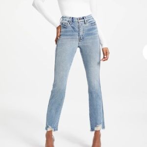 Good American Good Curve Frey hem straight leg jeans